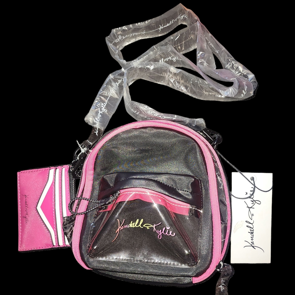 Kendall & Kylie Black and Pink Crossbody Bag With Wallet - Picture 1 of 12
